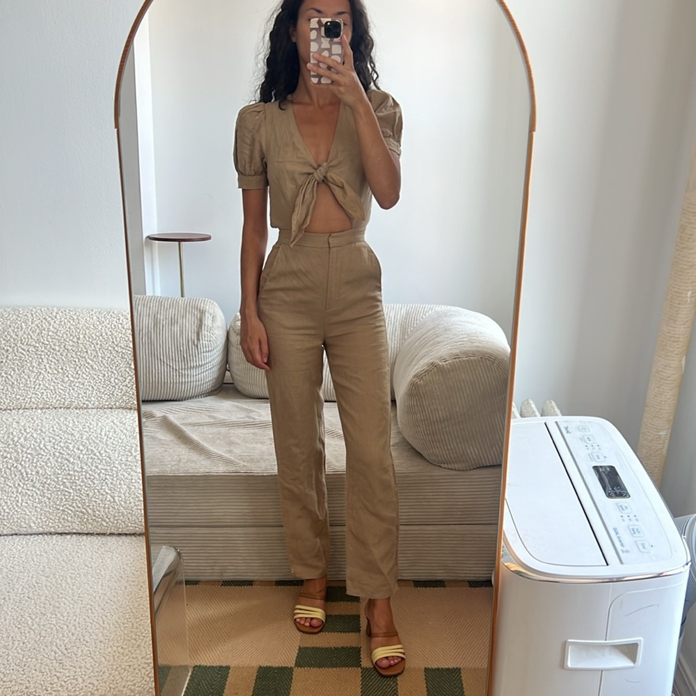 & Other Stories Beige Linen Jumpsuit